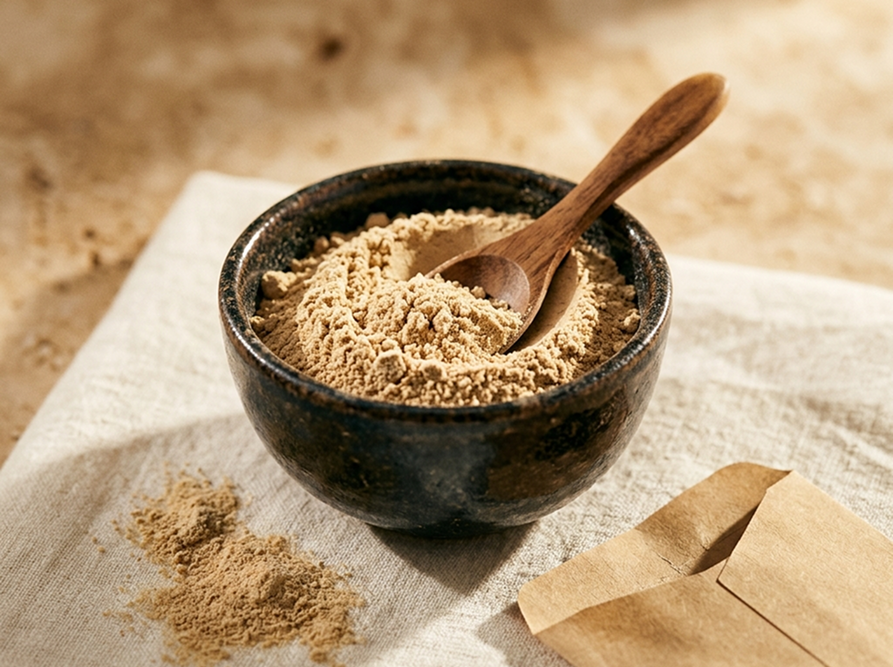 Bowl of brewer’s yeast powder used in The Milky Wave lactation recipes for nursing moms